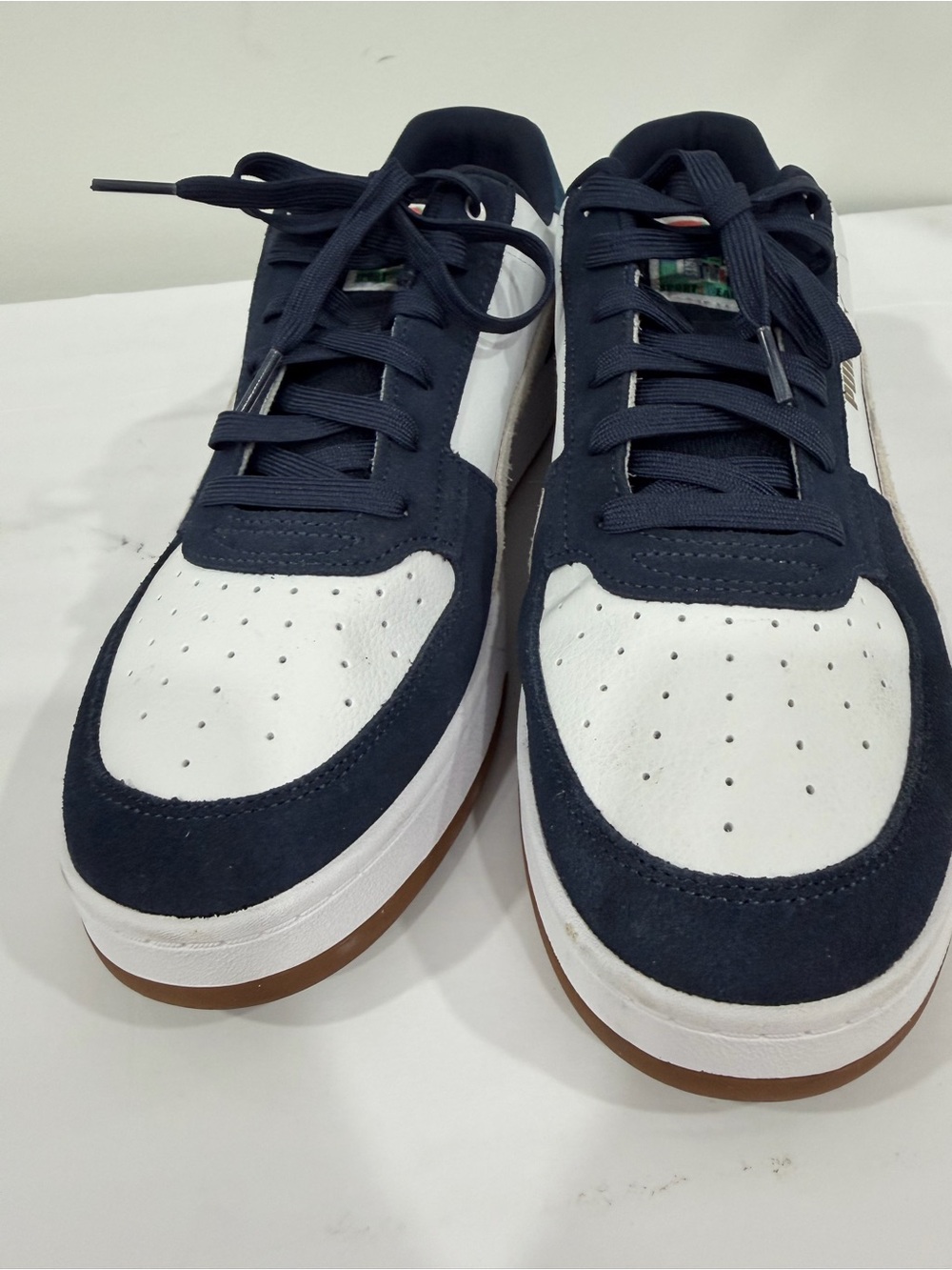 Puma Navy, White & Beige Low-Top Sneakers - Picture 2 of 8